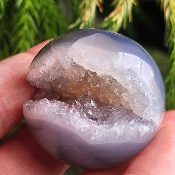 Druzy Agate Geode Sphere. Crystal Quartz Orb - Picture 2 of 8